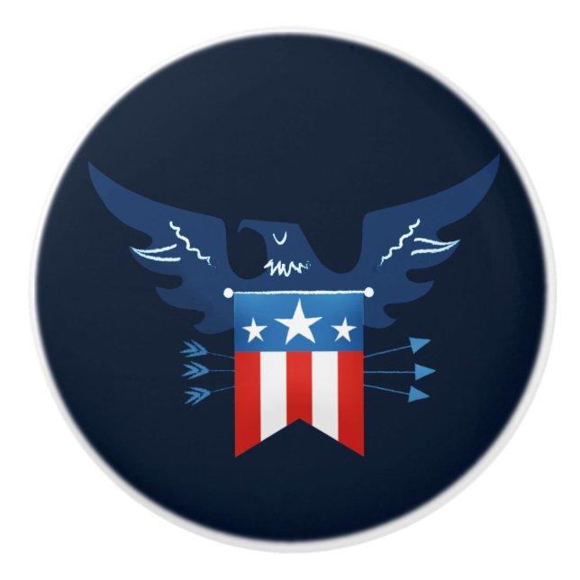 All American Eagle & Flag Patriotic Ceramic Knob (Front)