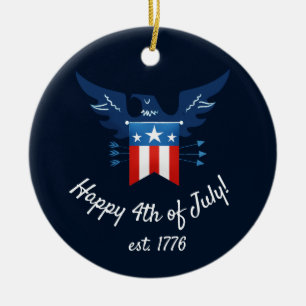 All American Eagle & Flag Patriotic Ceramic Ornament