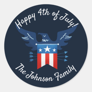 All American Eagle & Flag Patriotic Classic Round Sticker