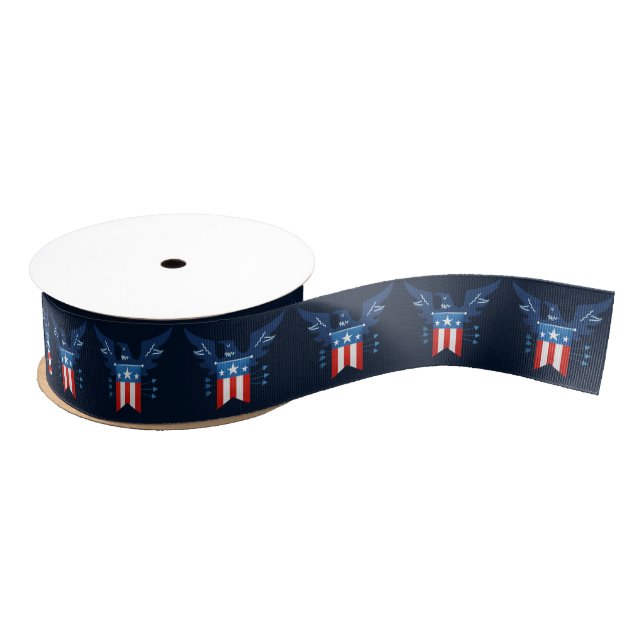 All American Eagle & Flag Patriotic Grosgrain Ribb Ribbon (Spool)