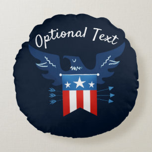 All American Eagle & Flag Patriotic Round Pillow