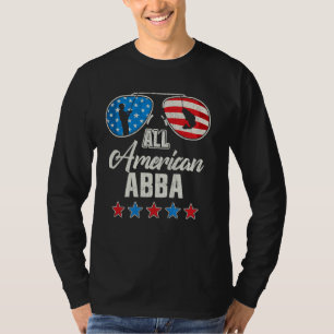 All American Fishing Abba 4th Of July US Flag Sung T-Shirt
