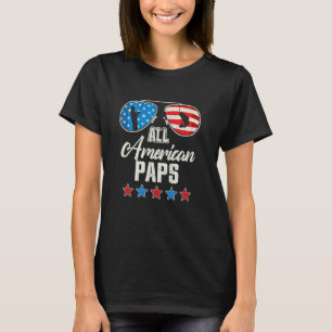All American Fishing Paps 4th Of July US Flag Sung T-Shirt