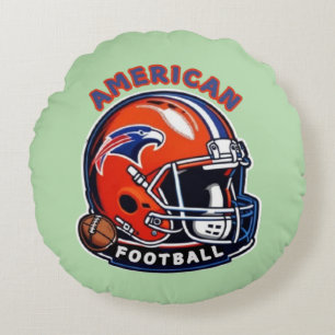 All-American Game Day Vibes – Vintage Helmet Style Round Pillow