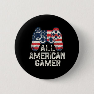 All American Gamer 4th Of July Video Game Gaming M 2 Inch Round Button