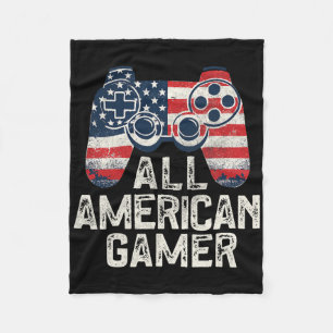 All American Gamer 4th Of July Video Game Gaming M Fleece Blanket