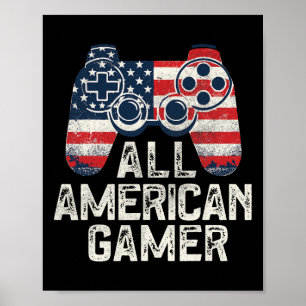 All American Gamer 4th Of July Video Game Gaming M Poster