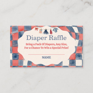 All American Girl 4th of July Baby Diaper Raffle Enclosure Card