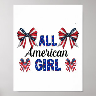 All American Girl 4th Of July Coquette Bows Americ Poster