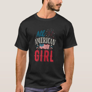 All American Girl 4th Of July Women Girls Usa Flag T-Shirt