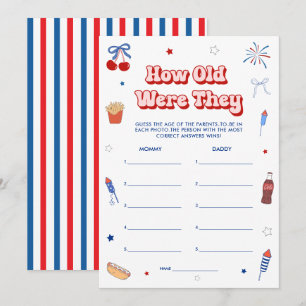 All American Girl Baby Shower Guess The Age Game  Invitation