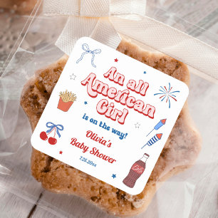 All American Girl Baby Shower  Square Sticker