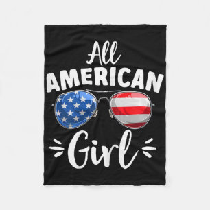 All American Girl Girls 4th Of July Fleece Blanket