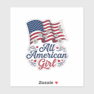 All American Girl Patriotic Daisy Flag Shirt Desig