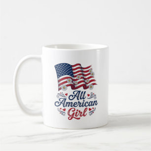 All American Girl Patriotic Daisy Flag Shirt Desig Coffee Mug