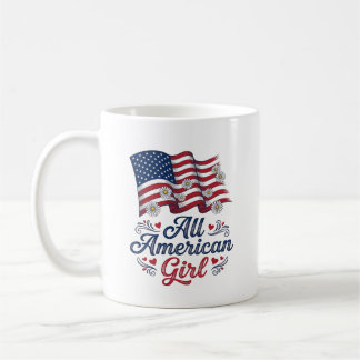 All American Girl Patriotic Daisy Flag Shirt Desig Coffee Mug