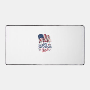 All American Girl Patriotic Daisy Flag Shirt Desig Desk Mat