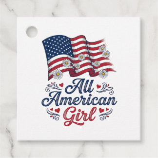 All American Girl Patriotic Daisy Flag Shirt Desig Favour Tags