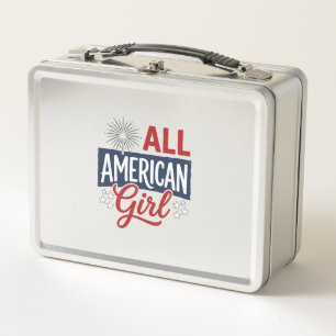 All American Girl Patriotic Vintage Shirt Design_1 Metal Lunch Box