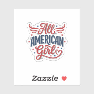All American Girl Patriotic Vintage Vector Design_