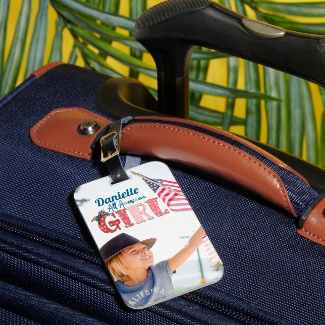 All American Girl Personalized Luggage Tag (Front Insitu 1)