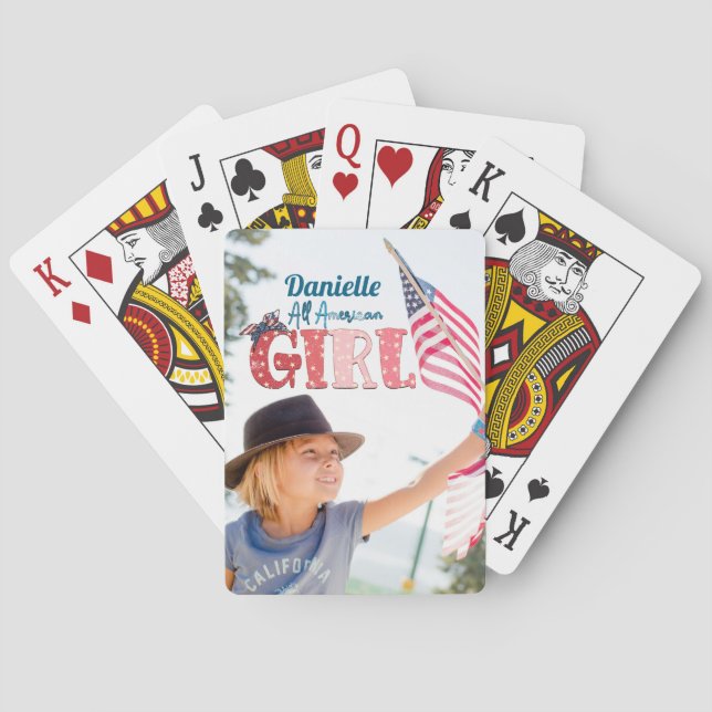 All American Girl Personalized Playing Cards (Back)