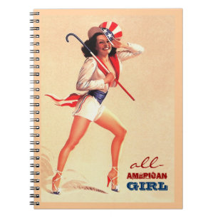 All-American Girl. Pin-up Design Gift Notebook