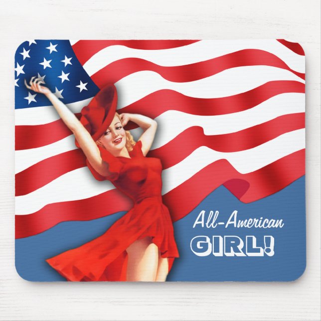 All-American Girl. Retro Pin-up  Mouse Pad (Front)