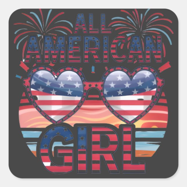 All American girl  Square Sticker (Front)