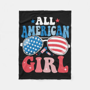 All American Girl Sungles 4th Of July Family Match Fleece Blanket