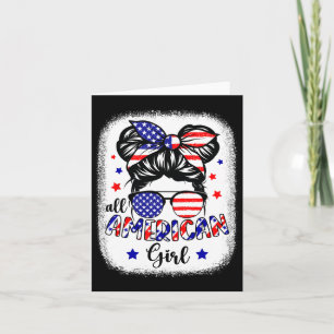 All American Girl Usa Flag 4th July Women Kids Pat Card