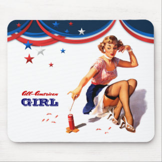 All-American Girl. Vintage Pin-up Mouse Pad