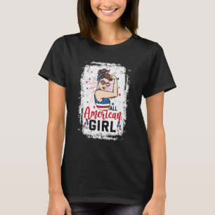 All American Girl Women American Flag 4th Of July  T-Shirt