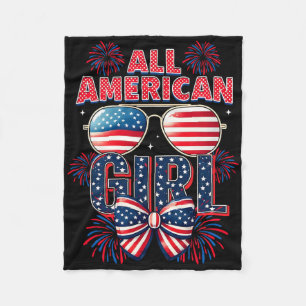 All American Girls 4th Of July Coquette Bow Patrio Fleece Blanket