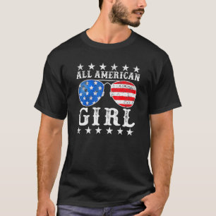 All American Girls Sunglasses Usa Flag 4th Of July T-Shirt
