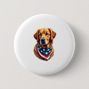 All American Golden Retriever Vintage Tee 2 Inch Round Button