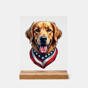 All American Golden Retriever Vintage Tee 4 Acrylic Sign