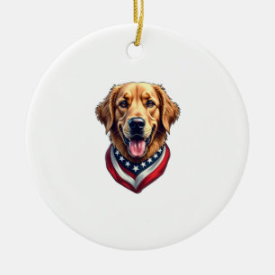 All American Golden Retriever Vintage Tee 4 Ceramic Ornament