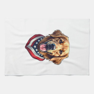 All American Golden Retriever Vintage Tee 4 Kitchen Towel