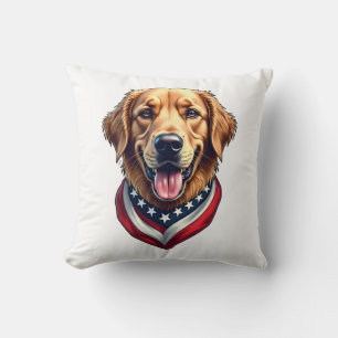 All American Golden Retriever Vintage Tee 4 Throw Pillow