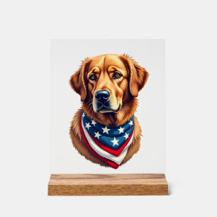 All American Golden Retriever Vintage Tee Acrylic Sign