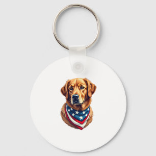 All American Golden Retriever Vintage Tee Keychain