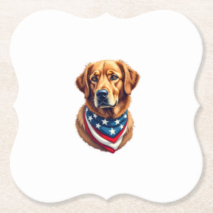 All American Golden Retriever Vintage Tee Paper Coaster