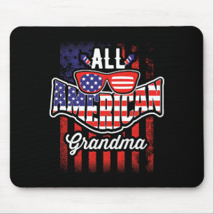 All American Grandma Usa Flag Vintage Funny Comfor Mouse Pad