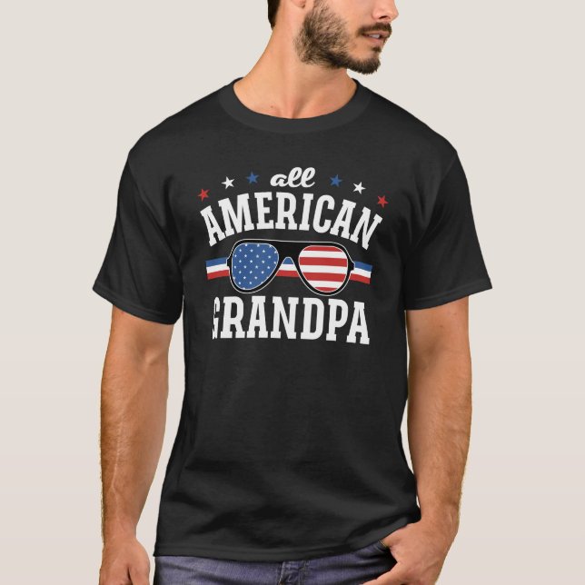 All American Grandpa 4th July Gifts T-Shirt (Front)