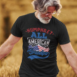 All american grandpa 4th july patriotic family T-Shirt<br><div class="desc">Celebrate July the fourth with this patriotic t-shirt featuring the wording "All American grandpa" in red, white, and light blue retro-style fonts over the iconic USA stars and stripes flag. Easily customizable with your name, this t-shirt is perfect for any 4th of July party or family reunion, or even just...</div>