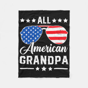 All American Grandpa 4th Of July Patriotic Usa Mat Fleece Blanket