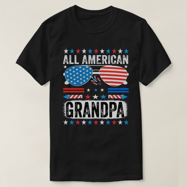 All American Grandpa  Patriotic t shirt (Design Front)