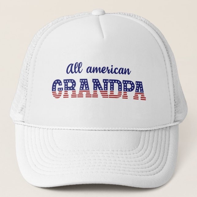All American Grandpa USA 4th of July Celebration Trucker Hat (Front)