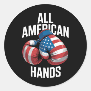 All American Hands Boxing Gloves Patriotic Usa Fla Classic Round Sticker